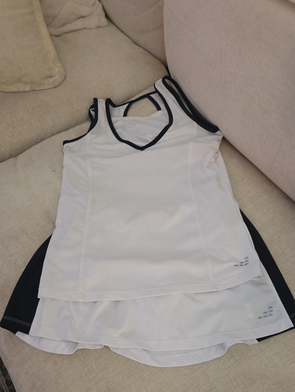bcg White And Black Trim Athletic Shirt And Matching Skort. Like New!